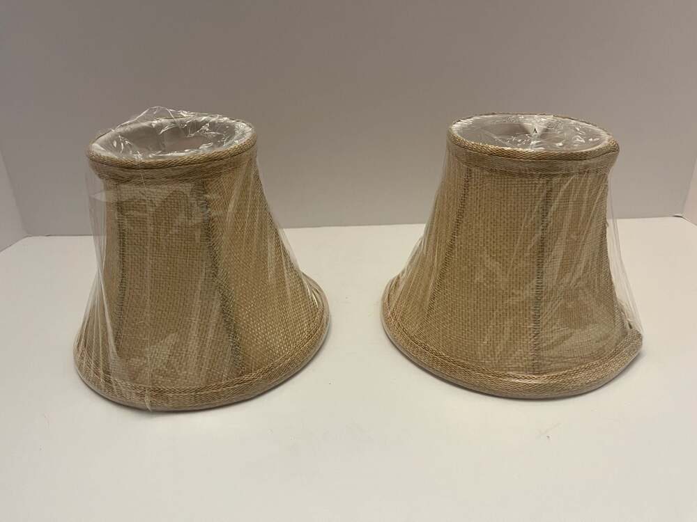 Burlap Bell Chandelier Clip-On Lamp Shades, Set of 2